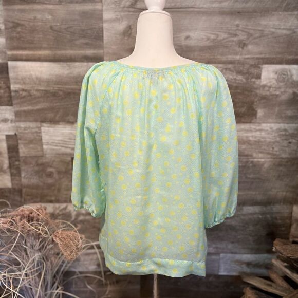 Loft green/yellow polka dot peasant blouse - M - 🙂3/$15 - Picture 5 of 8